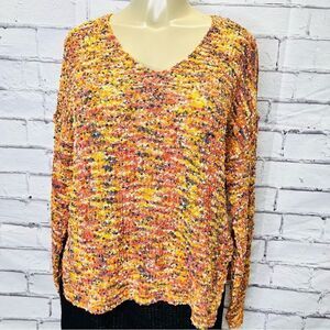 Rachel Zoe Popcorn Confetti Knit V Neck Neutral Soft Cozy Sweater